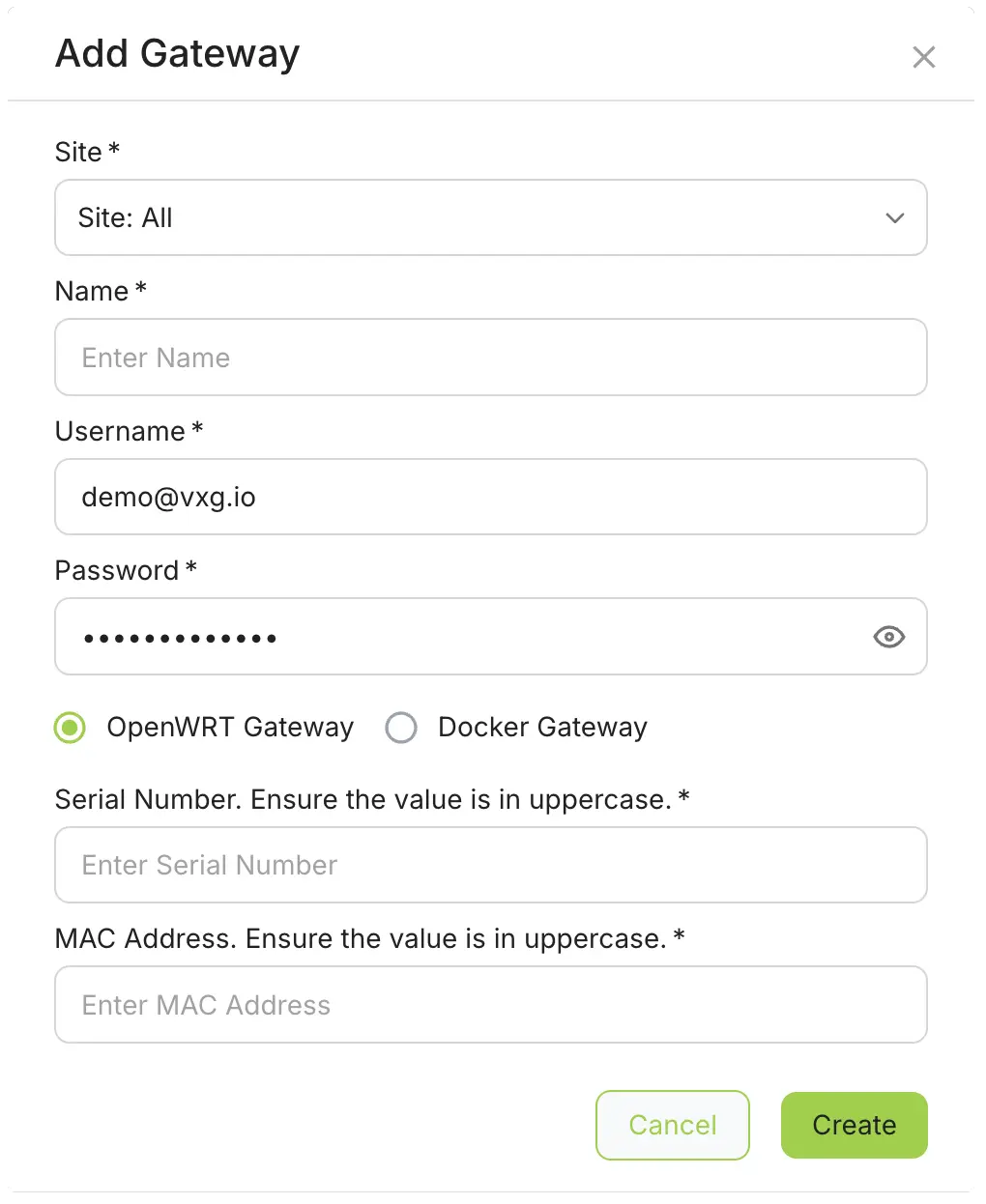 Passerelle Cloud VXG
