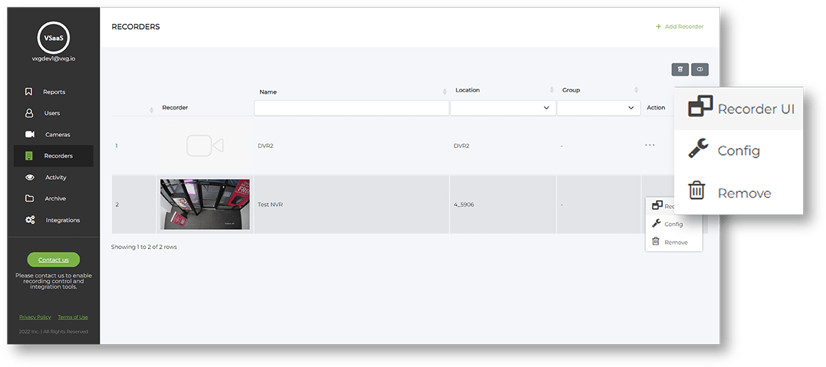 Manage all connected DVRs and NVRs