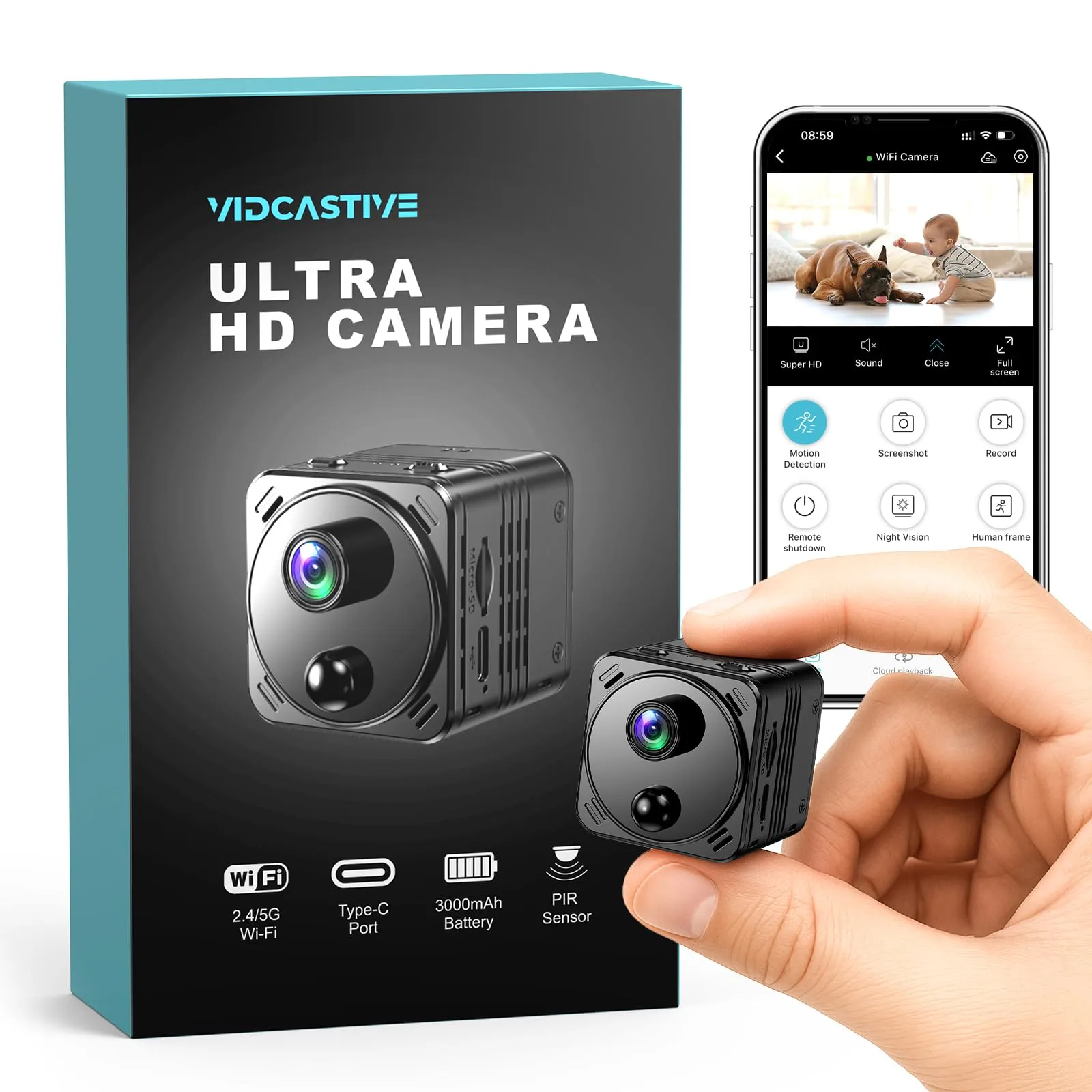 Vidcastive 4K Mini Spy Camera